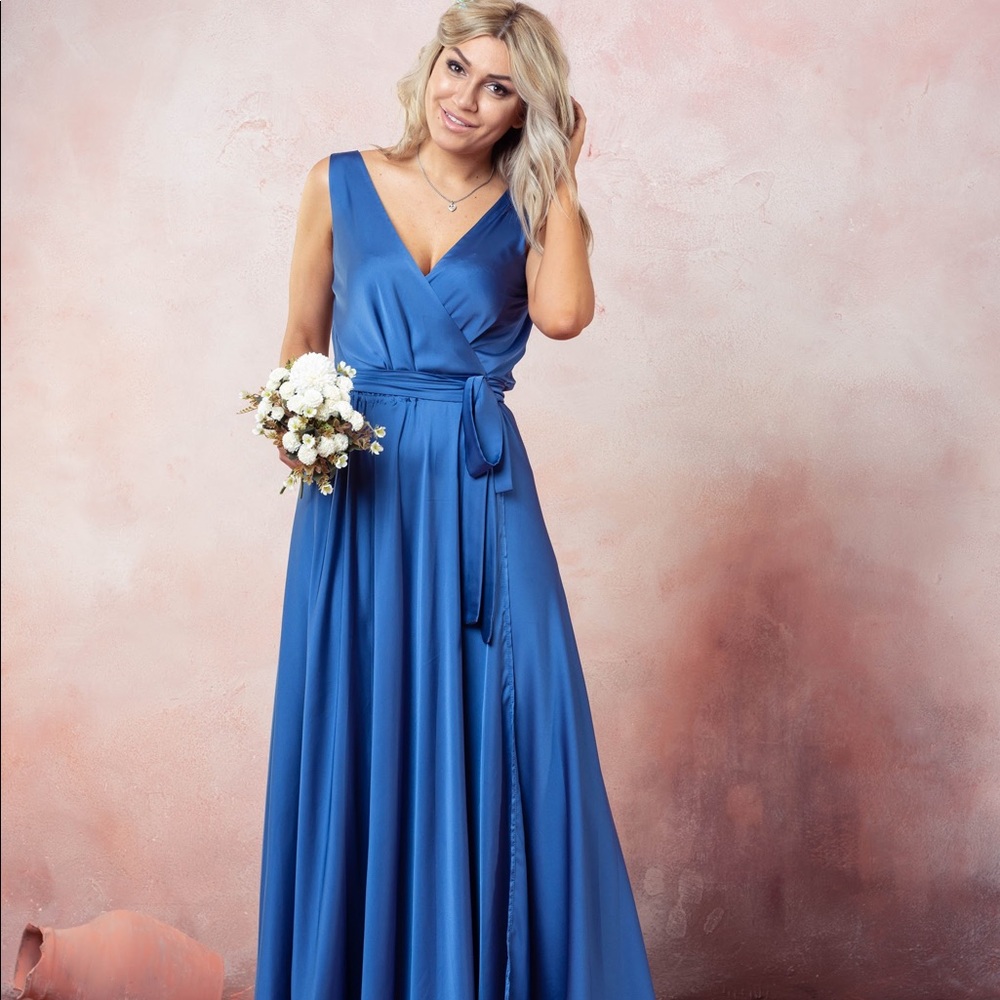 ❗️NEW❗️Jeans Bridesmaid Sleeveless Wrap Dress